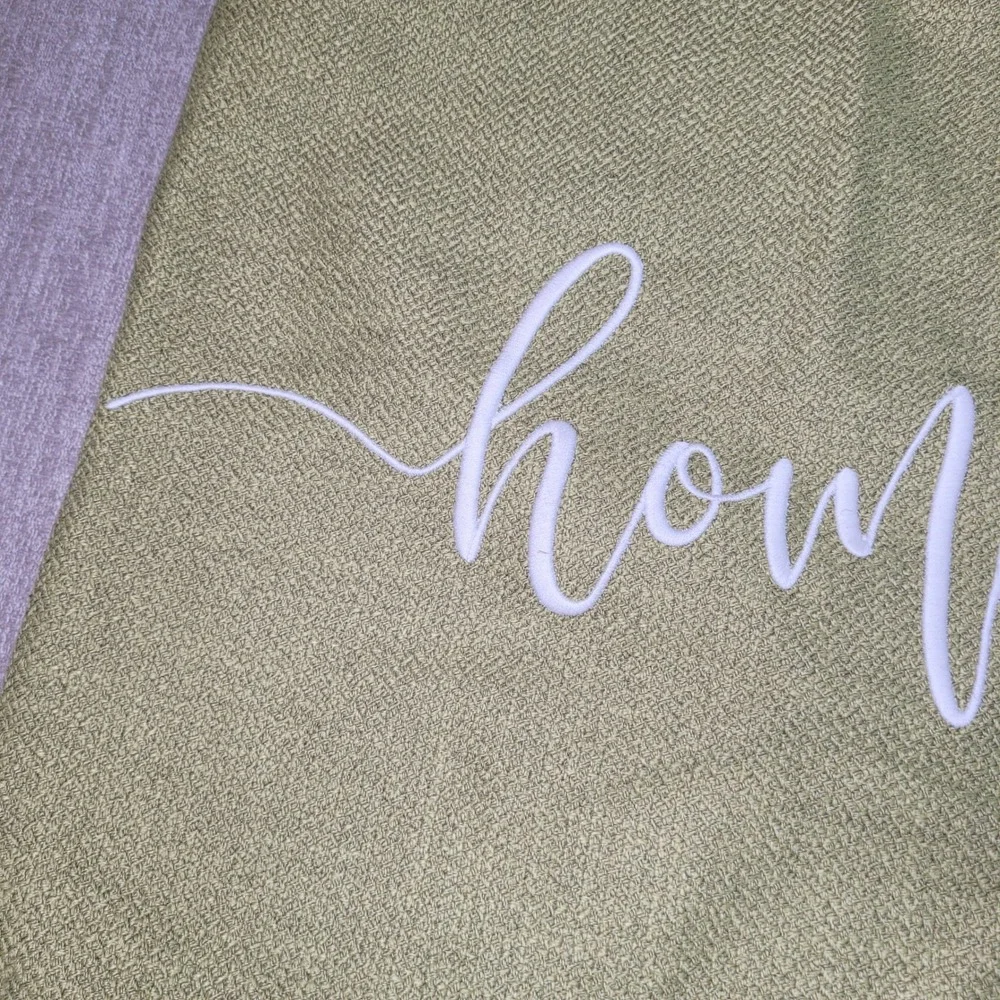 Millihome Pillow‎ Cover Green Textured Home Script Accent Decor Spring 19x19 New